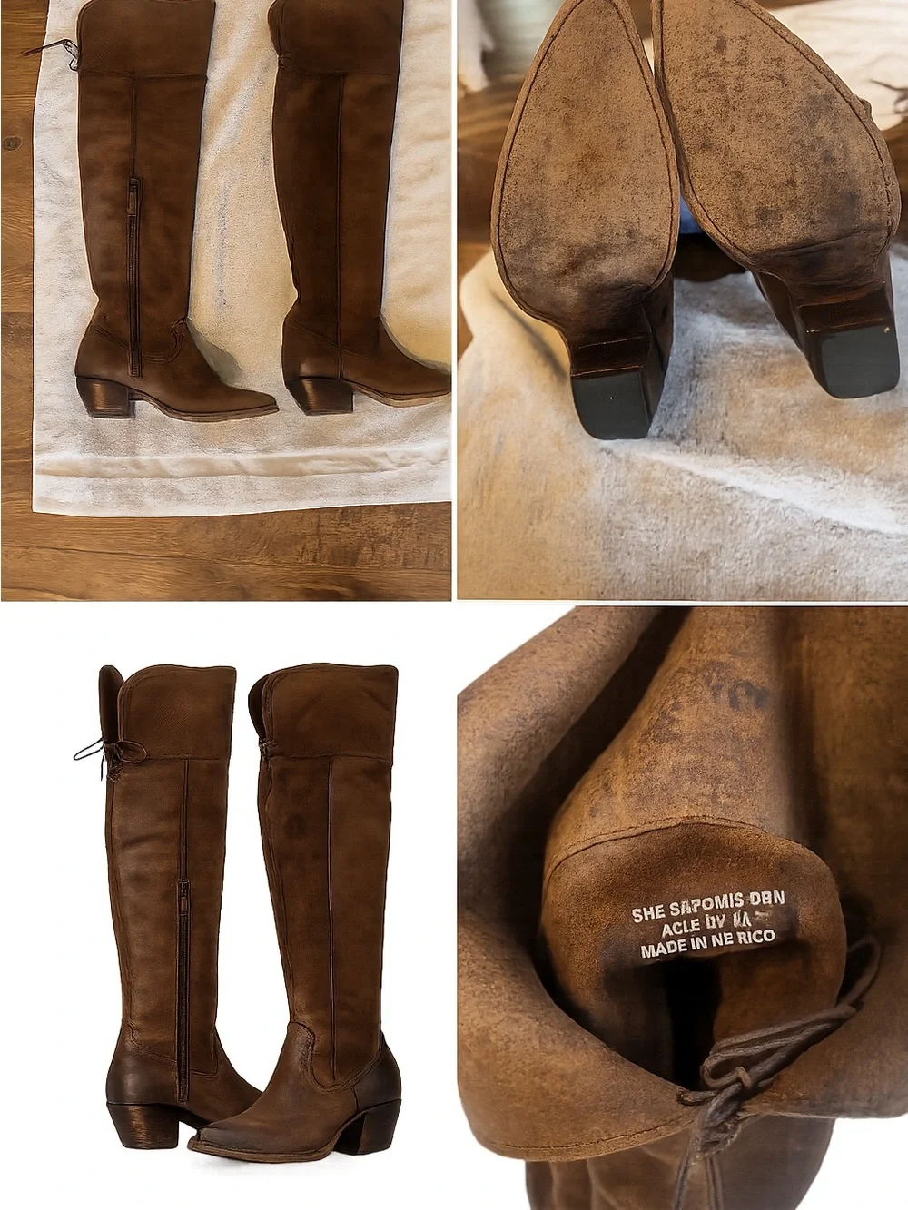 Frye Brown Leather Over-the-Knee Boots Lace Back Women’s 8.5 B